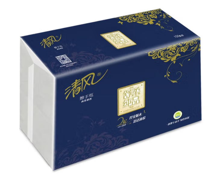 清风舒柔纯品2层DECO压花150张擦手纸