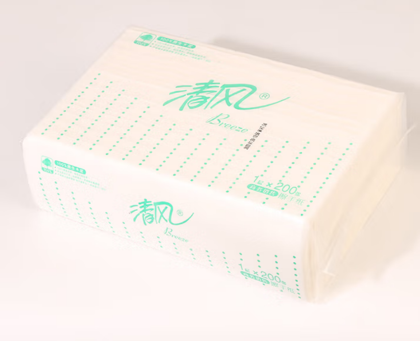 清风1层三折200张 擦手纸 （华中/西南/福建）