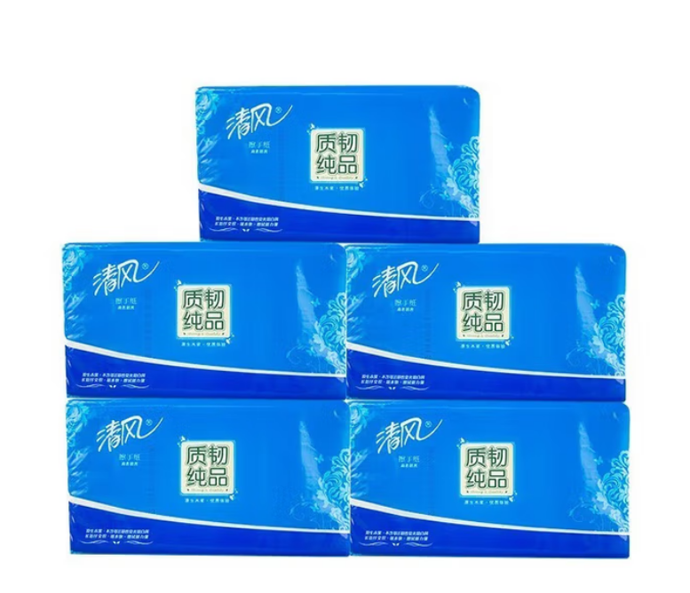 清风质韧纯品1层三折200张擦手纸