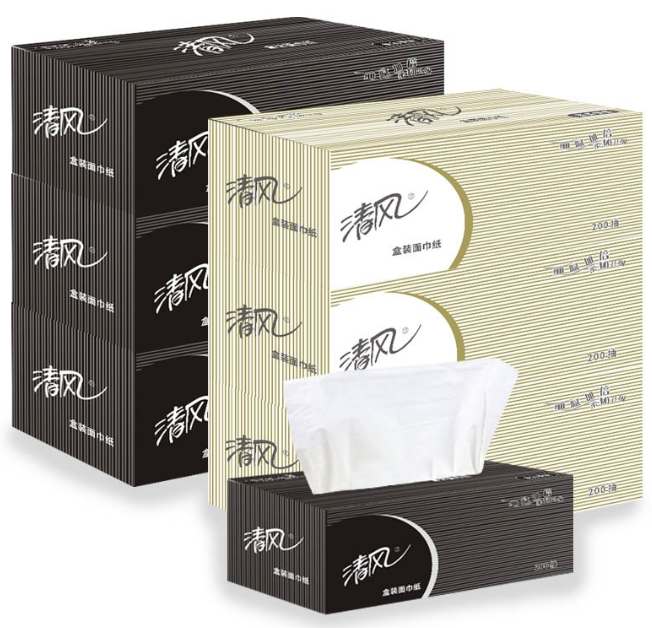 清风2层200抽简约盒装面巾纸